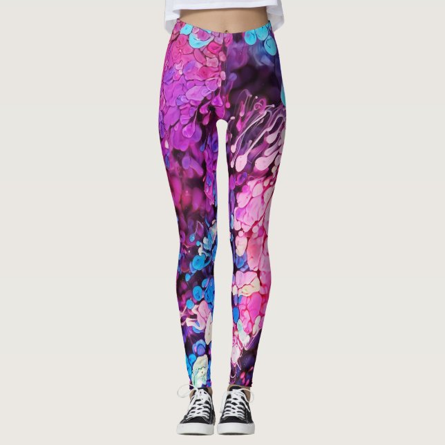 Abstract Colourful Splatter Paint Rainbow Version  Leggings (Front)