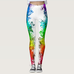 Abstract Colourful Splatter Paint Rainbow Version  Leggings