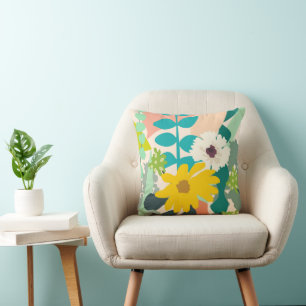 Abstract Colourful Spring Florals Modern Home    Cushion