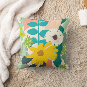 Abstract Colourful Spring Florals Modern Home   Cushion