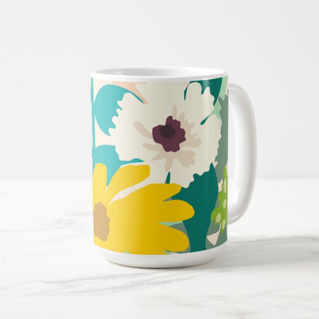 Abstract Colourful Spring Florals Modern Home Deco Coffee Mug (Front Right)