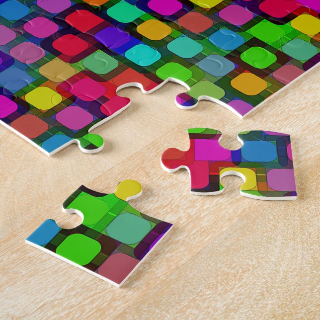 Abstract Colourful Square Pattern Jigsaw Puzzle (Side)