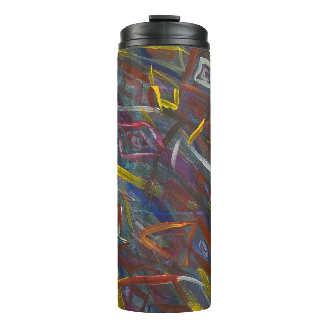 Abstract Colourful "Squares" Thermal Tumbler (Front)