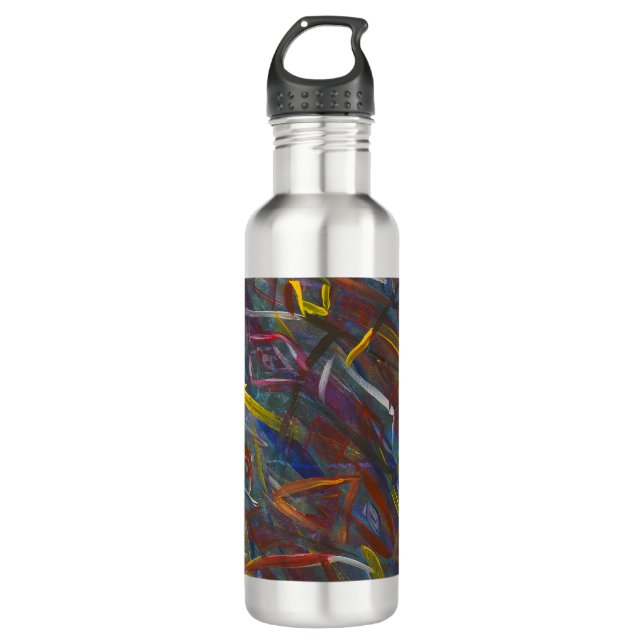 Abstract Colourful "Squares" Water Bottle (Front)