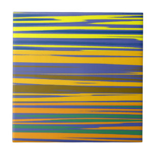 Abstract Colourful Stripes Pattern Ceramic Tile