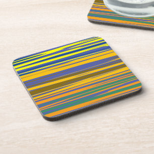 Abstract Colourful Stripes Pattern Coaster
