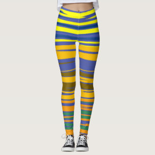 Abstract Colourful Stripes Pattern Leggings