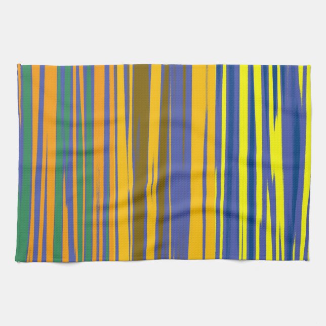 Abstract Colourful Stripes Pattern Tea Towel (Horizontal)