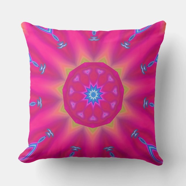 Abstract Colourful Sun and Star Prism  Cushion (Front)
