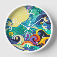 Abstract Colourful Sun Waves Line Art Illustration