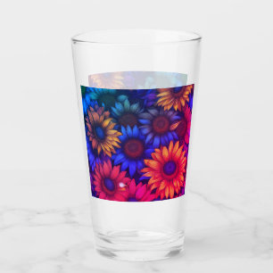 Abstract Colourful Sunflowers #338 Glass