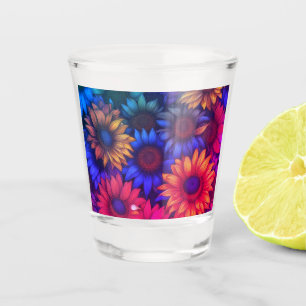 Abstract Colourful Sunflowers #338 - Shot Glass