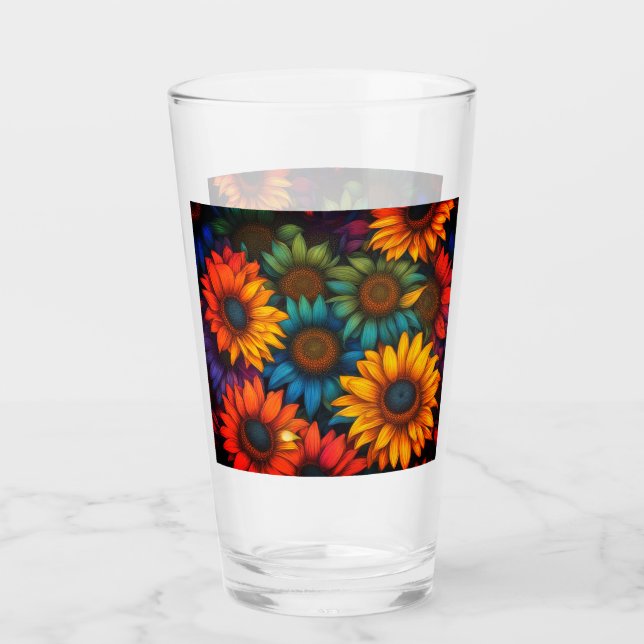Abstract Colourful Sunflowers #339  Glass (Front)