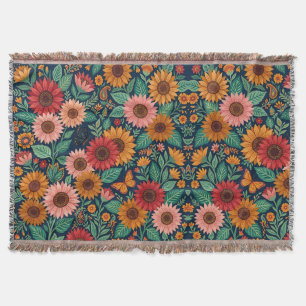Abstract Colourful Sunflowers Butterflies Blankets