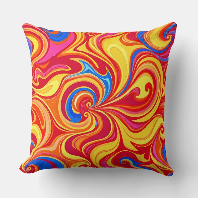 Abstract Colourful Swirled Pattern Cushion (Front)