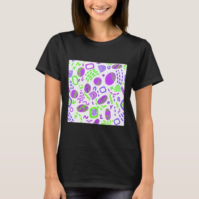 Abstract Colourful Swirly Geometric Pattern T-Shirt (Front)