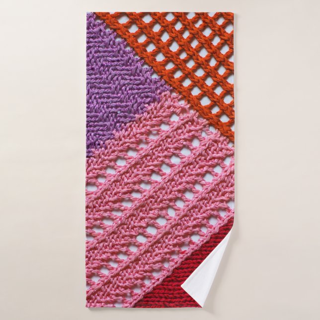Abstract colourful texture knitted by spokes.Knitt Bath Towel (Bath Towel)