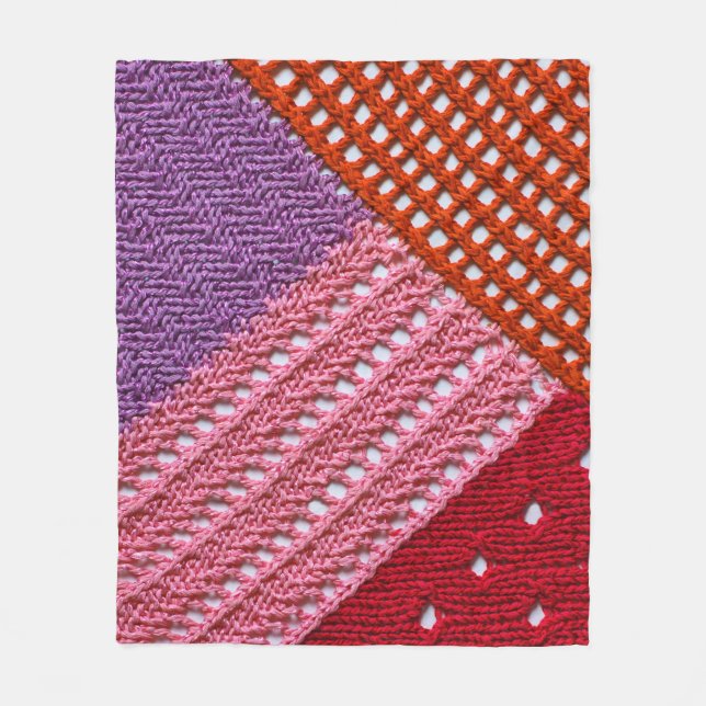 Abstract colourful texture knitted by spokes.Knitt Fleece Blanket (Front)