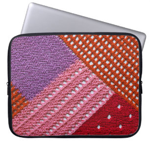 Abstract colourful texture knitted by spokes.Knitt Laptop Sleeve