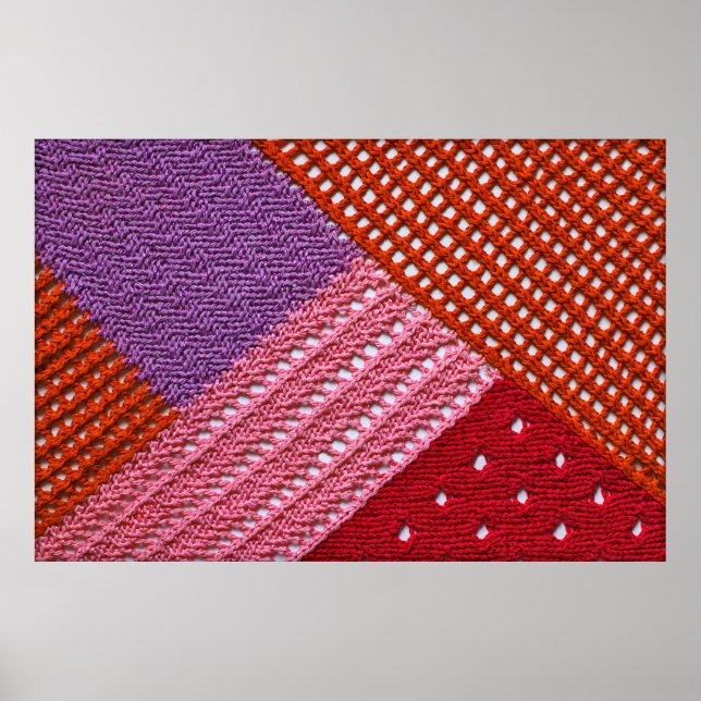 Abstract colourful texture knitted by spokes.Knitt Poster (Front)