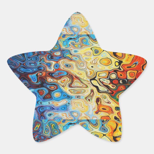 Abstract colourful textured pattern star sticker (Front)