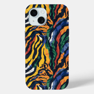 Abstract Colourful Tiger Stripes iPhone 15 Case