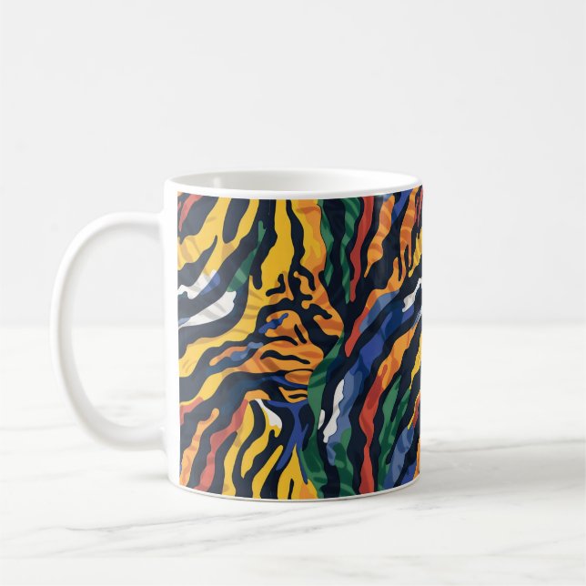 Abstract Colourful Tiger Stripes Coffee Mug (Left)