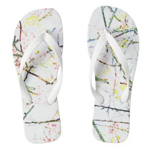 Abstract colourful tree branches on white design thongs