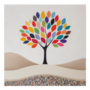 Abstract Colourful Tree Design Poster
