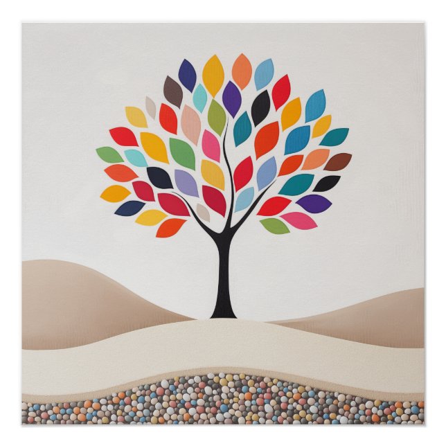 Abstract Colourful Tree Design Poster (Front)