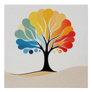 Abstract Colourful Tree Design Poster