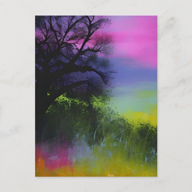 Abstract Colourful Tree Postcard (Front)