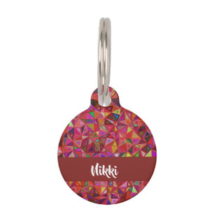 Abstract colourful triangles on pet tag