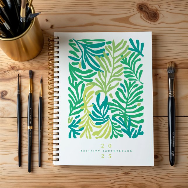 Abstract Colourful Tropical Leafs Personalised  Planner (Abstract Colorful Tropical Leafs Personalized Planner)