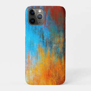 Abstract colourful turquoise blue, orange and red iPhone 11 pro case