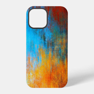 Abstract colourful turquoise blue, orange and red iPhone 12 pro case