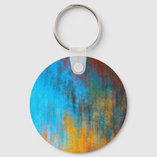 Abstract colourful turquoise blue, orange and red key ring