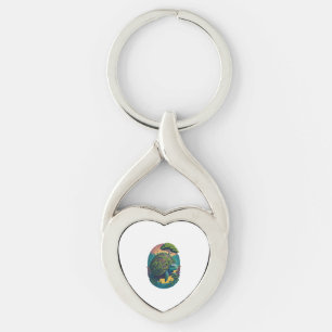 Abstract Colourful Turtle with Planet Earth Key Ring