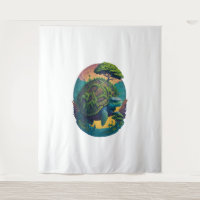 Abstract Colourful Turtle with Planet Earth