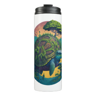 Abstract Colourful Turtle with Planet Earth Thermal Tumbler