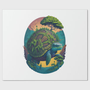 Abstract Colourful Turtle with Planet Earth Wrapping Paper