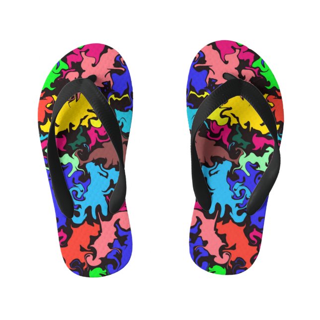 Abstract Colourful Twirl /  Kid's Thongs (Footbed)