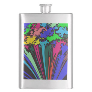 Abstract Colourful Twirl / Pinched / Hip Flask