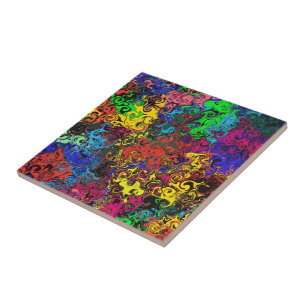 Abstract Colourful Twirlers / Ceramic Tile