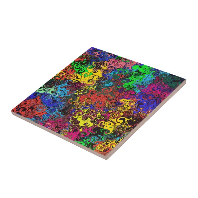 Abstract Colourful Twirlers / Ceramic Tile (Side)