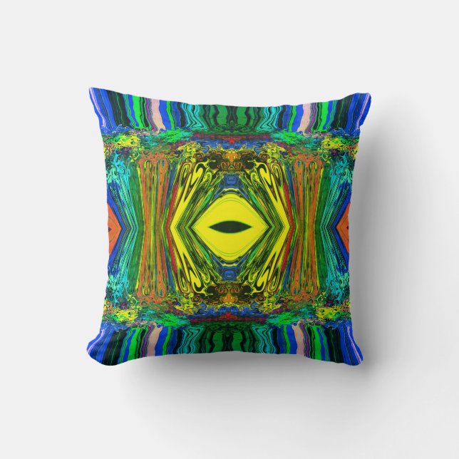 Abstract Colourful Twirlers P & P Mirror Greenleaf Cushion (Front)
