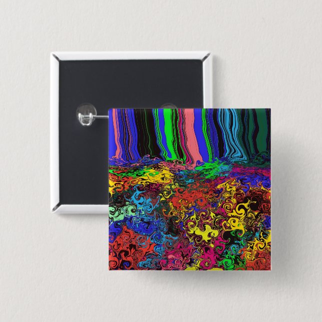 Abstract Colourful Twirlers / Pushed / 15 Cm Square Badge (Front & Back)