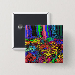 Abstract Colourful Twirlers / Pushed / 15 Cm Square Badge