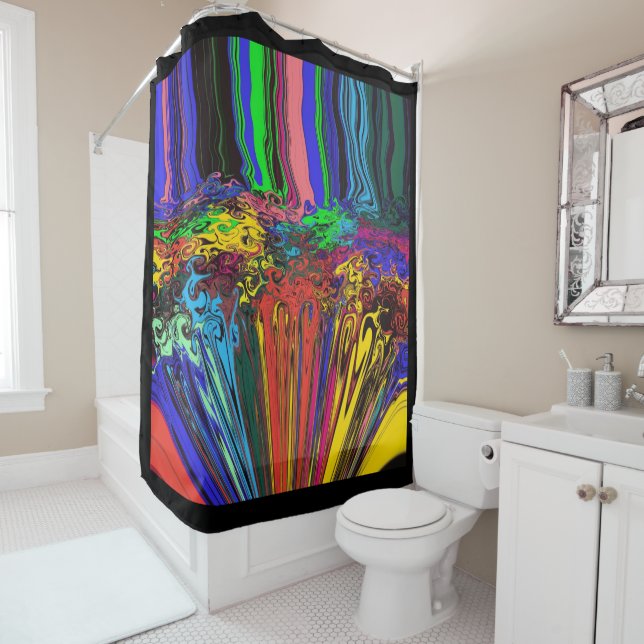 Abstract Colourful Twirlers / Pushed & Pinched / Shower Curtain (In Situ)