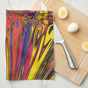 Abstract Colourful Twirlers / Pushed & Pinched / Tea Towel